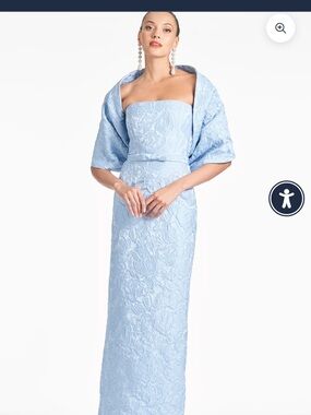 Sachin + Babi Powder Blue Strapless Lace Gown with Matching Bolero